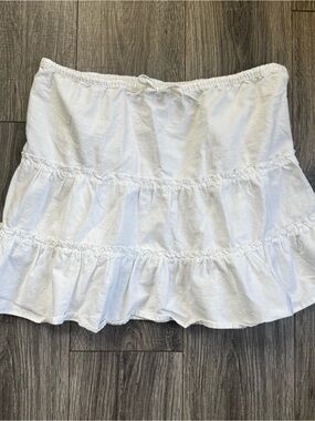 Aritzia White Tiered Ruffle Mini Skirt - Macaron Skirt Sunday Best